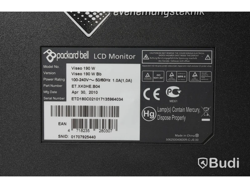 4 st datorskärmar - Packard Bell Viseo 190W 18,5"