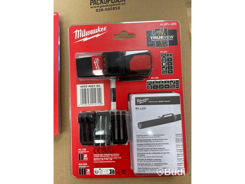 3 st lampor Milwaukee HL2-LED/IPL-LED. Nypris 756 kr exkl. moms