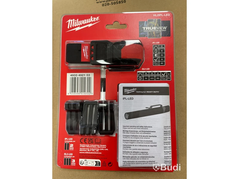 2 st lampor Milwaukee HL2-LED/IPL-LED. Nypris 756 kr exkl. moms