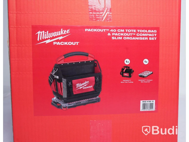 Verktygsväska - Milwaukee Packout Set, 40cm Tote Toolbag samt Compact Slim Organiser. Nypris ca 1.200 kr. Ny, Obruten förpackning.
