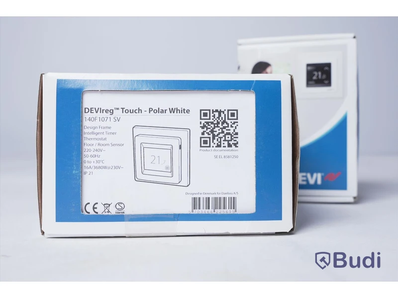 2 st termostat till golvvärmereglering - DEVIreg Touch, polar white