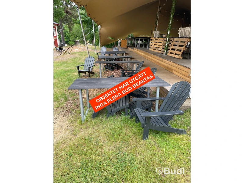 4 st bord samt 7 st solstolar med benstöd 200x77x77 cm