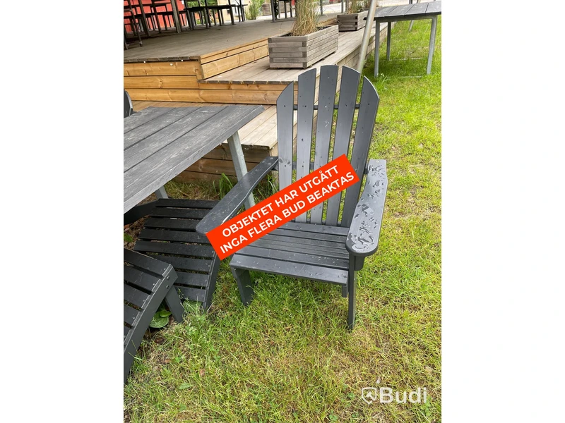 4 st bord samt 7 st solstolar med benstöd 200x77x77 cm