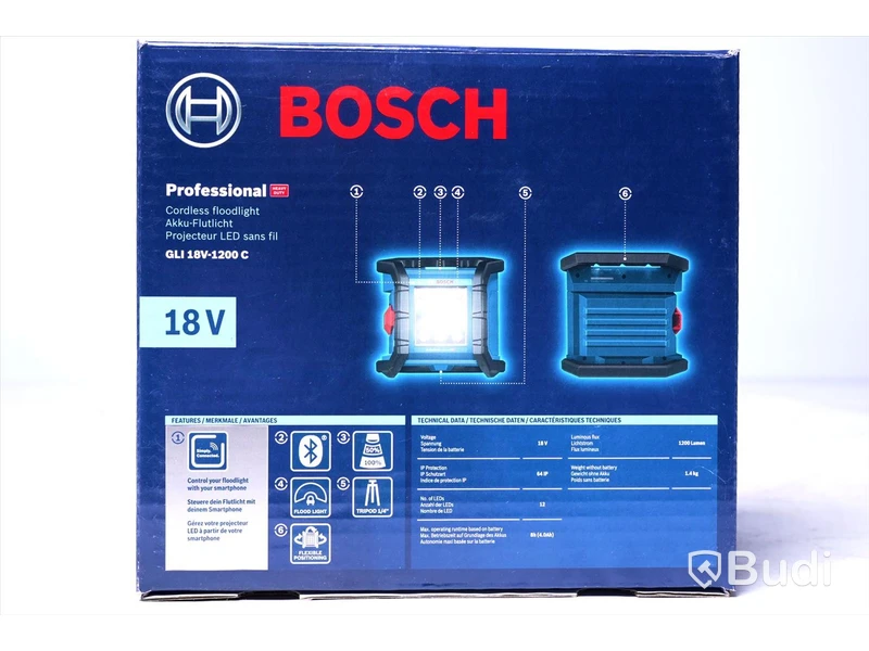 Bygglampa - Bosch Professional GLI 18V-1200 C. Nypris ca 1500 kr. Ny, Obruten förpackning.