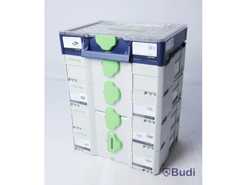 Bitssats samt förvaringslådor - Festool SYS3 ORG M 89 CE-M samt 4st stapelbara lådor. Nypris ca 2800 kr. Ny. OBS! de fyra gråa lådorna är tomma
