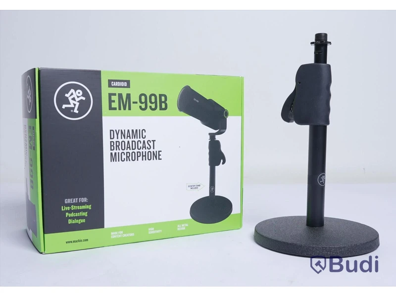 Mikrofon samt hållare - Mackie EM-99B Dynamic Broadcast Microphone. Ny.