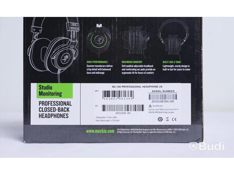 2 st hörlurar - Mackie MC-150 och MC-100 Professional Closed-Back Headphones. Ny.