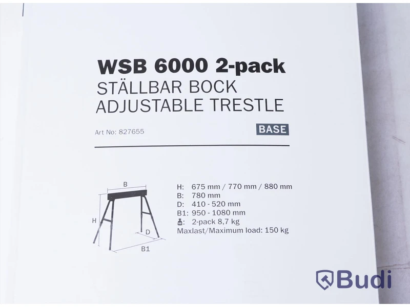 Arbetsbock - Wibe WSB 6000, 2-pack. Ny, Obruten förpackning.