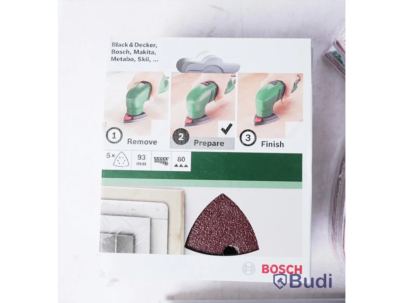 Låda med div slippapper - Bosch, se bilder. Totalt värde ca 1500kr. Ny.