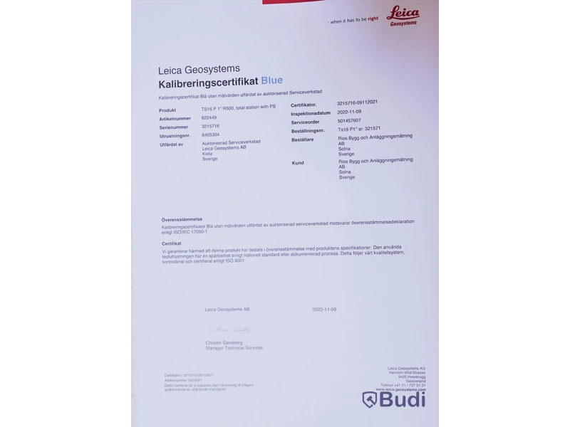 Totalstation - Leica TS16. Komplett