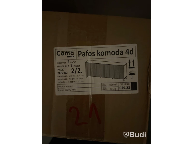 Byrå, svart Pafos,  200x42x82 cm Nypris: 5290 kr