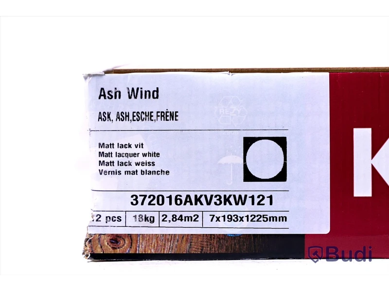 Parkettgolv 28,4 kvm, 2 stavs - Kährs Ash Wind, ASK, Matt Lack Vit