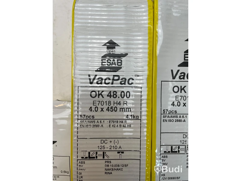 Parti m. svetselektroder - ESAB OK 48.00 4.0mm x 450 mm Vac Pac E7018, totalt värde ca: 1000 kr