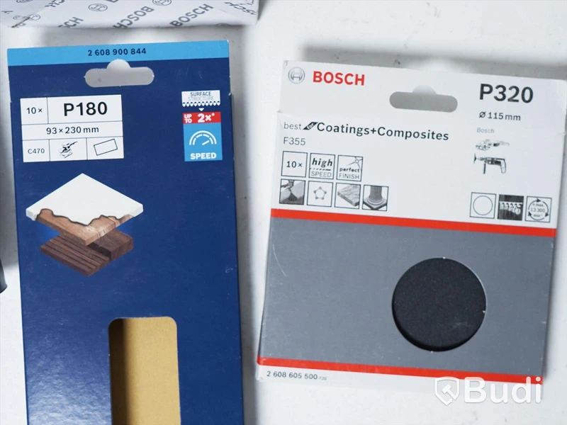 Stort parti m. slippapper - Bosch, se bilder på exempel.
