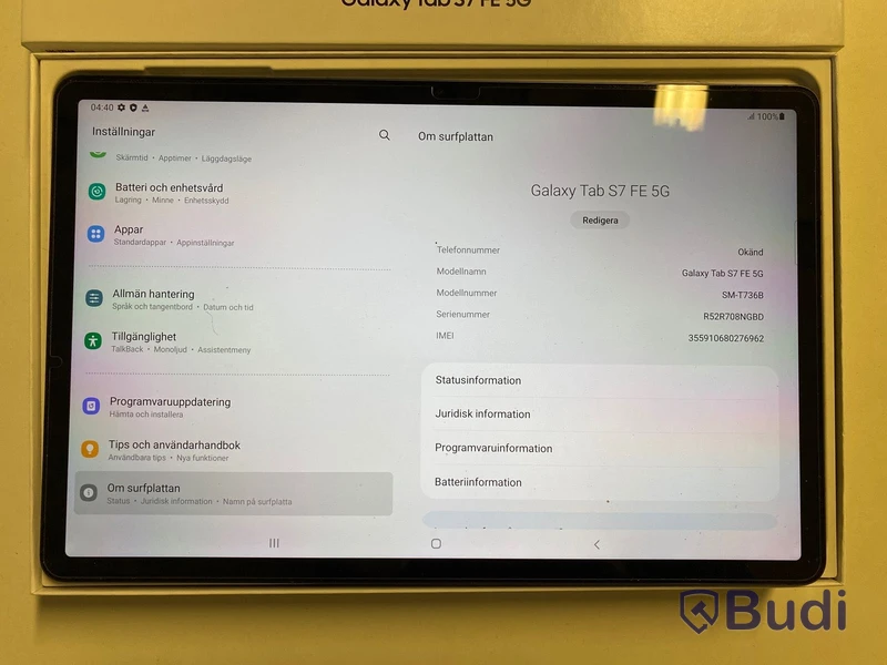 Surfplatta Samsung Galaxy Tab S7 FE 5G - 128 GB
