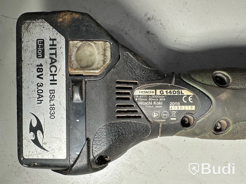 Vinkelslip G14 DSL och borr Hitachi med extra batteri