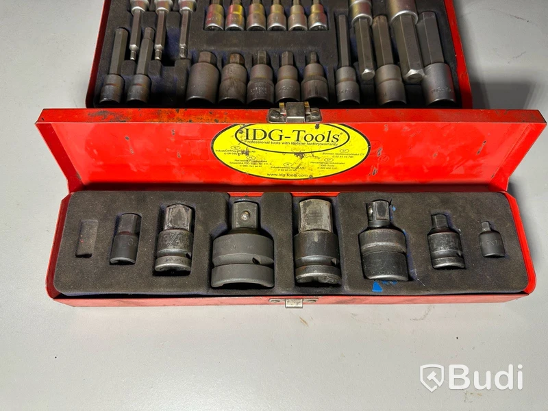 3 st luftdrivna mutterdragare inkl. 4 st lådor med hylsor, IDG Tools