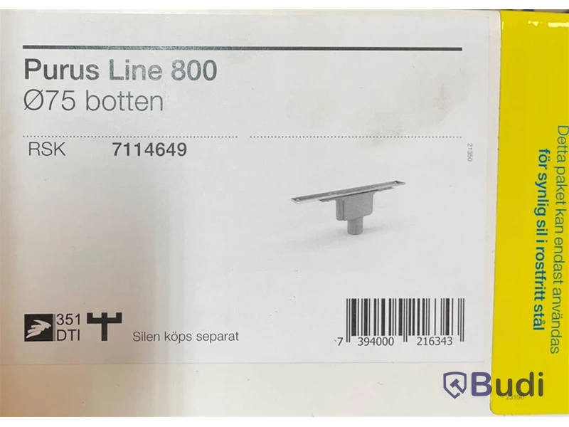 Golvbrunn  Purus Line Premium Botten Ø75 mm 800 mm Ord. pris inkl. moms: ca 7500 kr