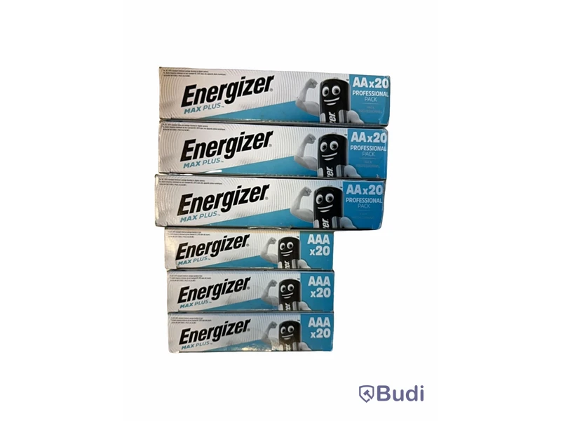Parti batterier — Energizer, 3 st 20-pack AA, 3 st 20-pack AAA, MAX plus. Totalt ord. pris. inkl. moms ca: 1000 kr