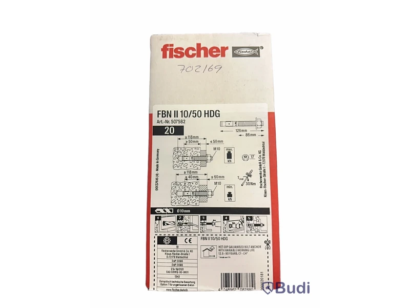 2 st. 20-pack Expanderbult Fischer FBN II 10/50 HDG, Totalt ord. pris inkl. moms: ca 800 kr