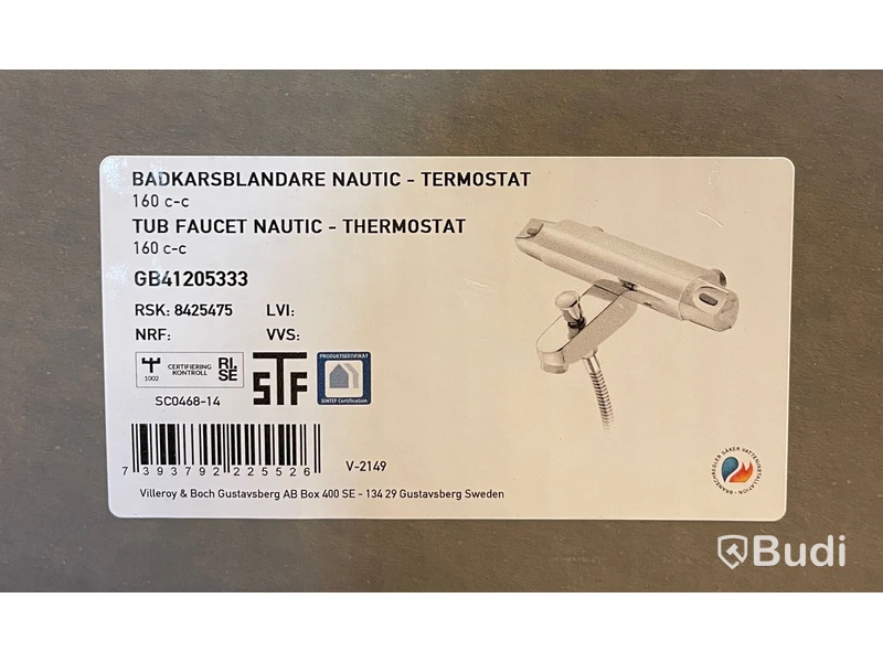 1 st. badkarsblandare, Gustavsberg Nautic Termostat 160c-c, ord. pris ink. moms ca: 2500kr