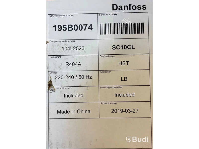 1 st. kolvkompressor, Danfoss SC10CL 104L2523, ord. pris ink. moms ca: 3000 kr