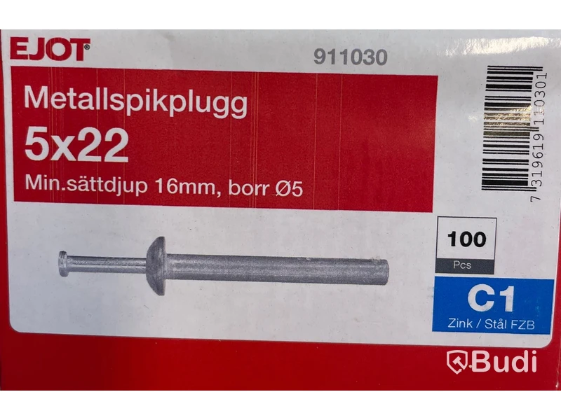 12 st. paket metallspikplugg, Ejot 5x22 C1 Totalt ord. pris inkl. moms: ca 3000 kr