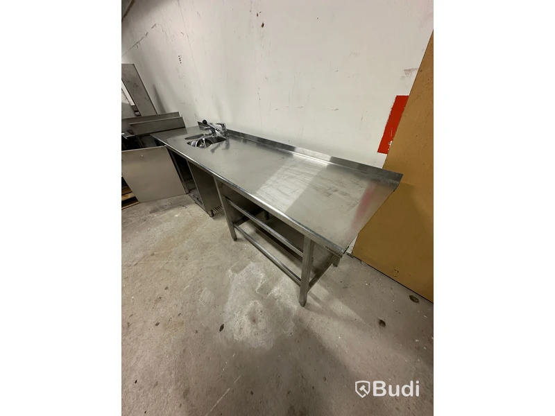 Rostfri bänk med ho och 2 st blandare (287x70x90)