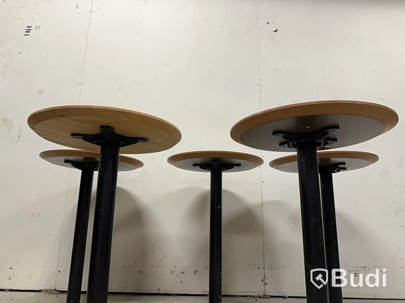 5 st bord med metallfot bruna Ø 50 cm