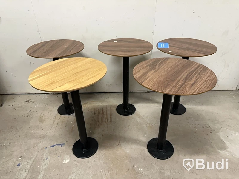 5 st bord med metallfot bruna Ø 50 cm