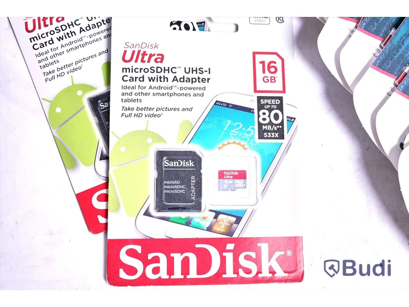 MikroSD kort, 13 st - Samsung Evo Plus 64GB & SanDisk Ultra 16GB, se beskrivning