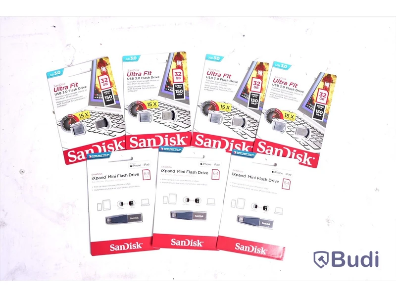 USB minnen, 7 st - SanDisk Ultra Fit 32GB & SanDisk iXpand Mini Lightning 64GB, se beskrivning
