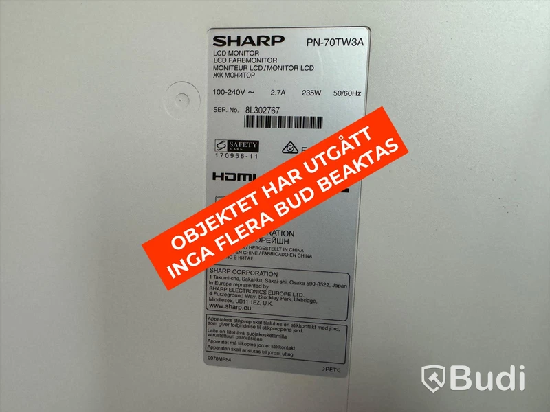 Tv-skärm SHARP PN-70TW3A