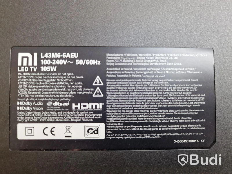 TV Xiaomi P1 43tum 4K OBS! Repor på skärmen