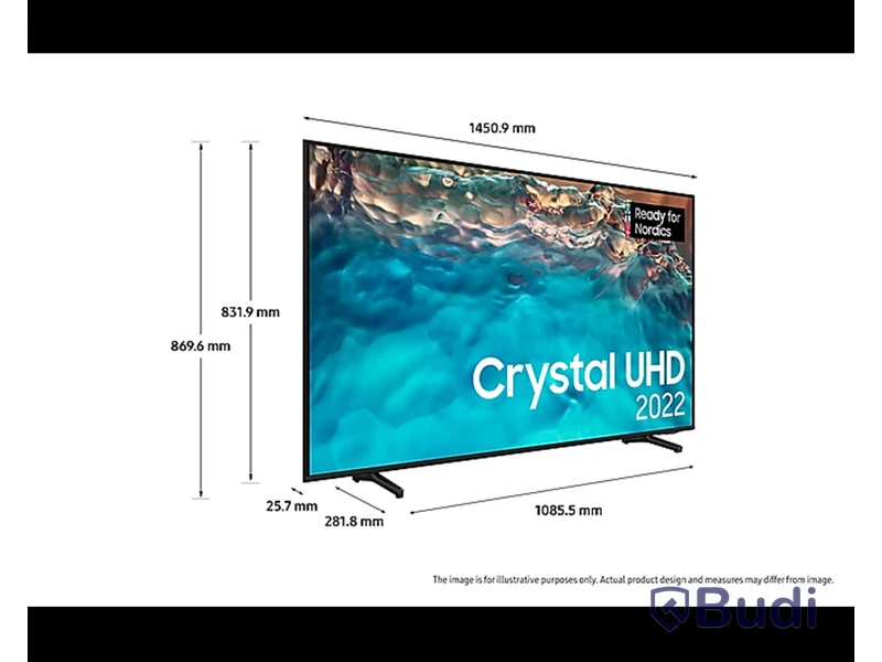 TV Samsung 65" BU8005 Crystal UHD 4K Smart TV -2023 inkl väggfäste