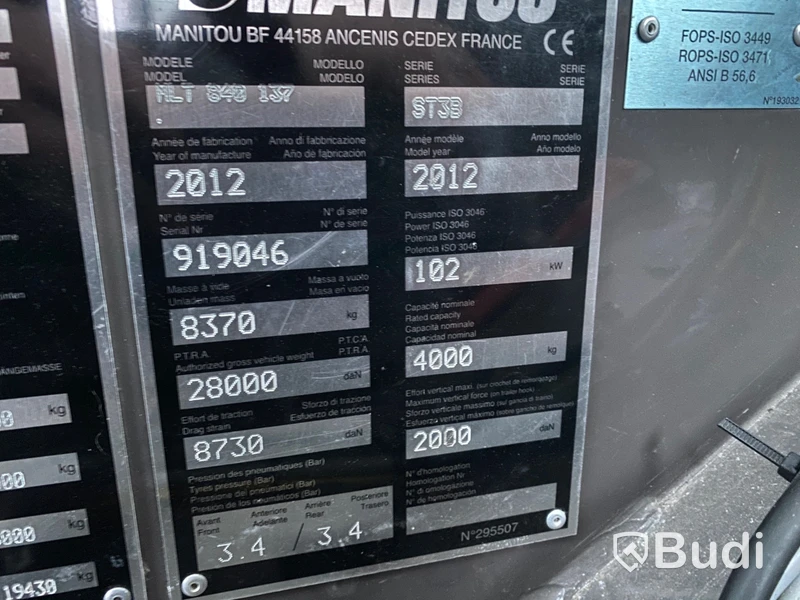 Teleskoplastare Manitou MLT 840 137 PS - 2012
