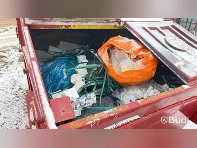Liftdumpercontainer med innehåll (brännbart avfall)