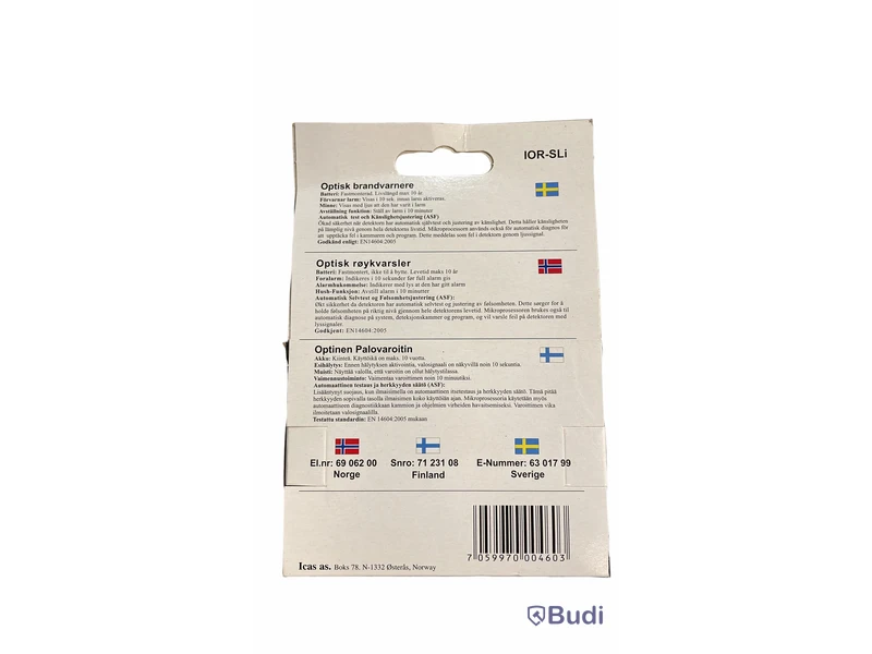 4 st. Optisk Brandvarnare — ICAS IOR-SLi, Totalt ord. pris inkl. moms: ca 1480 kr