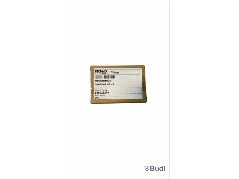 21 st. Stoppskruv Techno SK6SS A4 M8X8 21H, 200-pack.