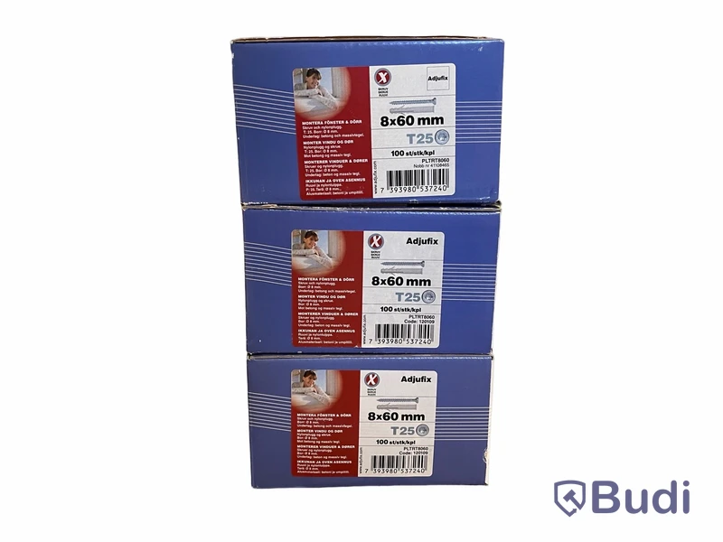 3 st. 100-pack Skruv m plugg Adjufix 8x60 mm