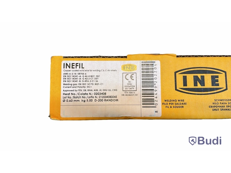 14 st. Kopparbelagd solidtråd för svetsning - INEfil migtråd 0,6 mm 5 kg. Totalt ord. pris inkl. moms: ca 6700 kr