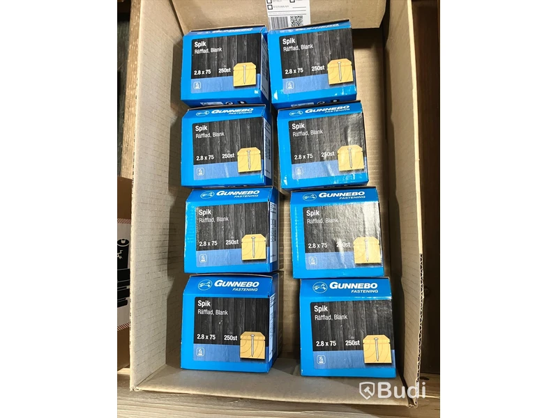 8 st. Spik Gunnebo Fastening Räfflad, Blank 2,8x75 mm, 250-pack. Totalt ord. pris inkl. moms: ca 840 kr