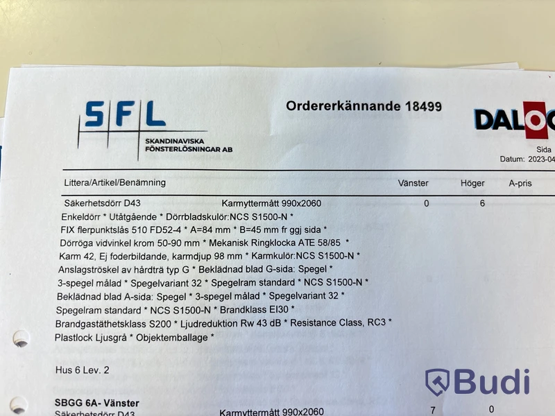 71 st nya säkerhetsdörrar för lägenheter Daloc D43