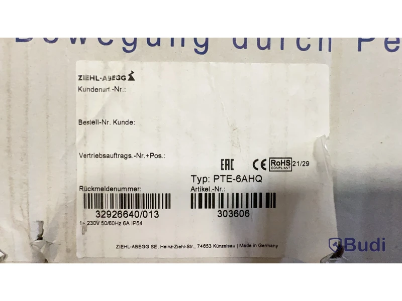 Varvtalsregulator, Acontrol, Ziehl-Abegg. Ord. pris inkl. moms: ca 9000 kr