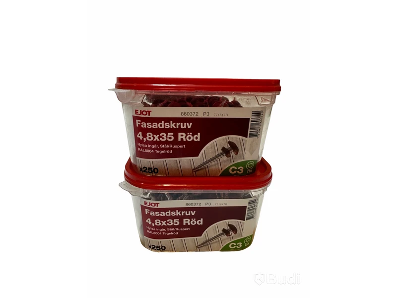 2 st. Askar EJOT fasadskruv, 4,8 x 35. Röd , Totalt ord. pris inkl. moms: ca 1300 kr