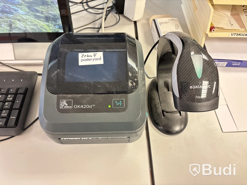 Etikettskrivare Zebra GK420d & scanner Datalogic