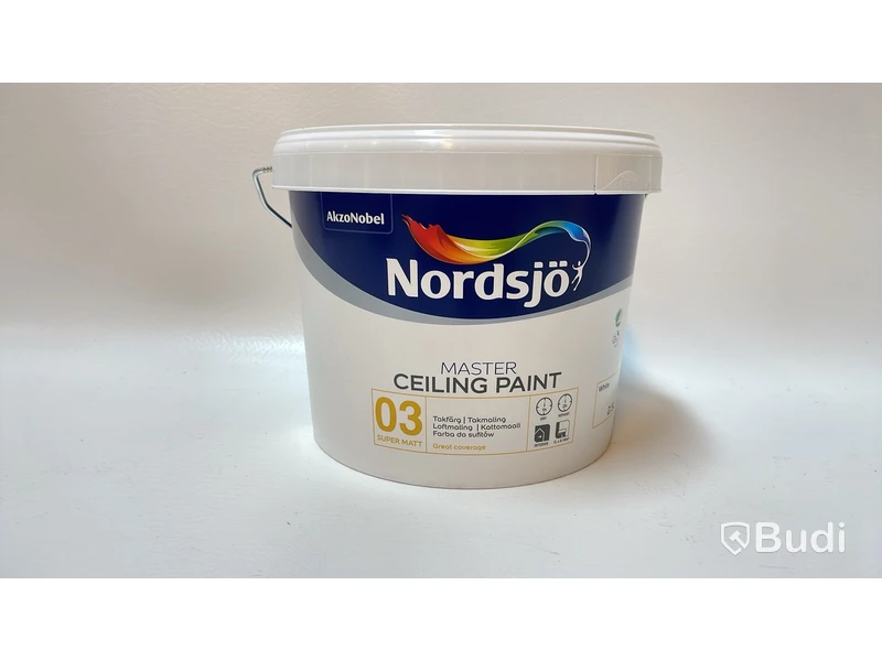 Parti med 5 st. burkar målarfärg, Nordsjö. Totalt ord. pris inkl. moms: ca 1800 kr
