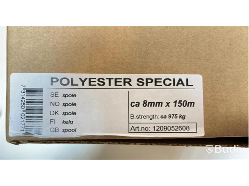3 st. Polyester special slagen, ca 8  mm/150 m, Totalt ord. pris inkl. moms: ca 5100 kr