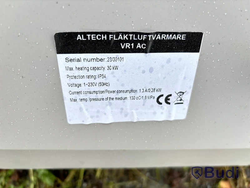 Fläktluftvärmare Altech VR1 AC - 2 st oanvända
