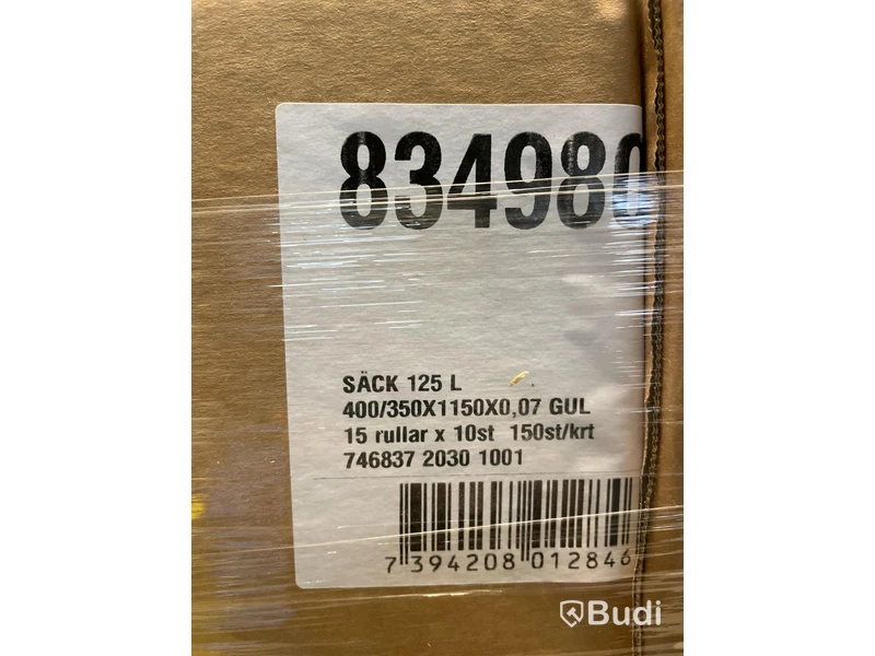 90 st. rullar Sopsäck Plast Risktvätt 125L. Totalt ord. pris inkl. moms: ca 7200 kr